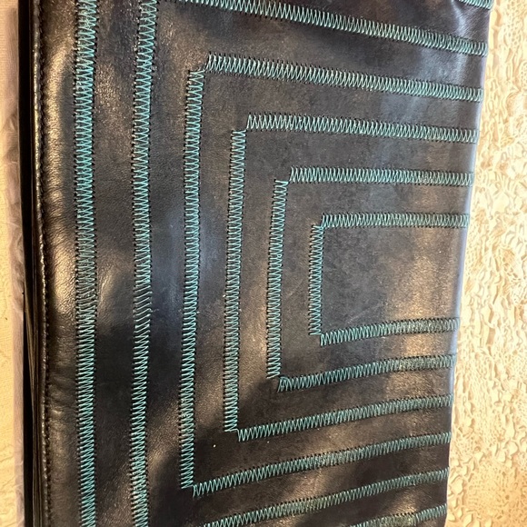 Escada Black and Tan Leather Clutch - Picture 1 of 5